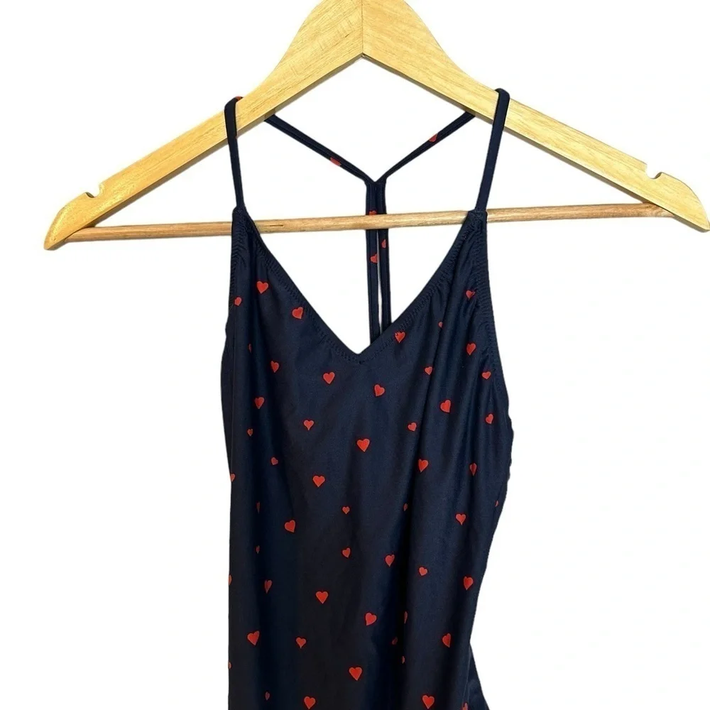NWT J Crew T-back swimsuit, heart print, 2